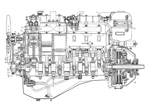 Продольный разрез двигателя А-01М